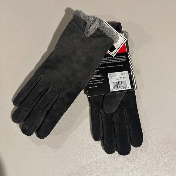 Isotoner Womens Micro Luxe Suede Casual Gloves Size Large Charcoal Classic Warm - Picture 6 of 7